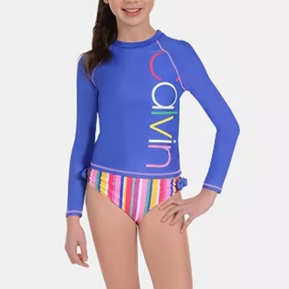 Calvin Klein Logo Rash Guard Long Sleeve Swimwear
